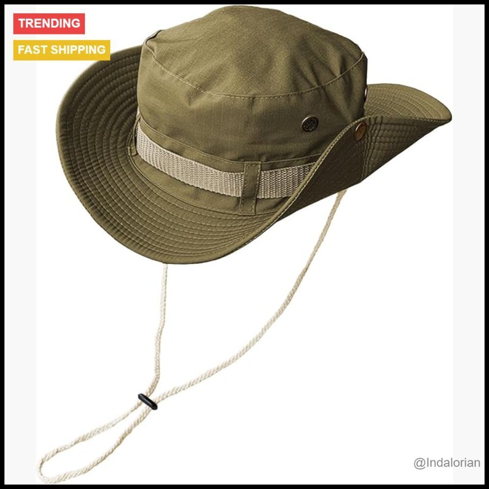 Wide Brim Boonie Hat UV Protection Safari Bucket Cap Outdoor Fishing Hiking